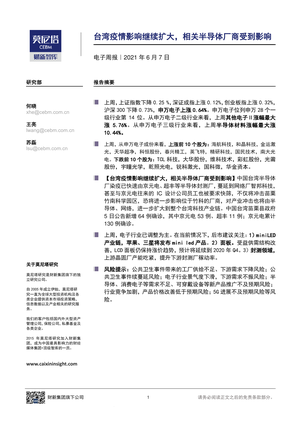 莫尼塔(北京)--电子行业周报：台湾疫情影响继续扩大，相关半导体厂商受到影响-2021-06-08