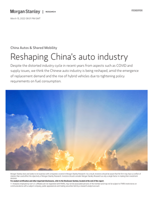 中国汽车行业报告（英）-摩根士丹利-2022.3.15-63页